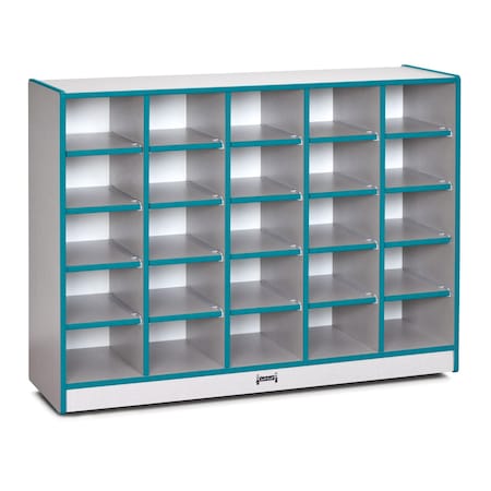 Jonti-Craft Rainbow Accents 25 Cubbie-Tray Mobile Storage, without Trays, Teal 0425JCWW005